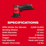 Milwaukee M12 FUEL Cordless Orbital Sander Tool Only