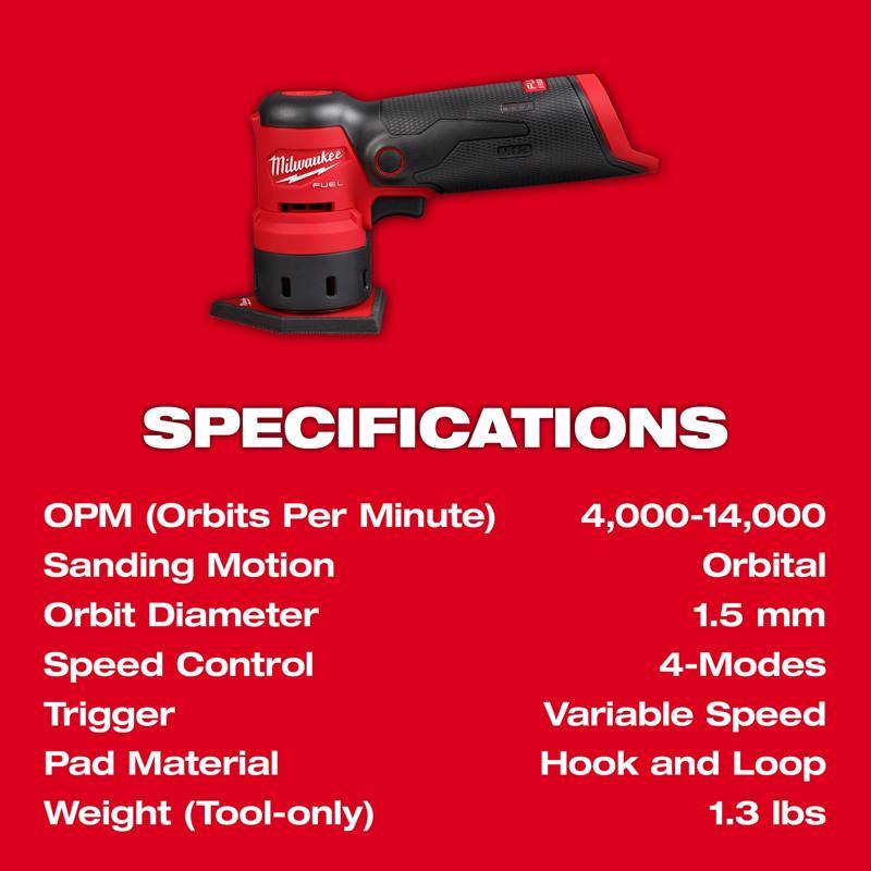 Milwaukee M12 FUEL Cordless Orbital Sander Tool Only