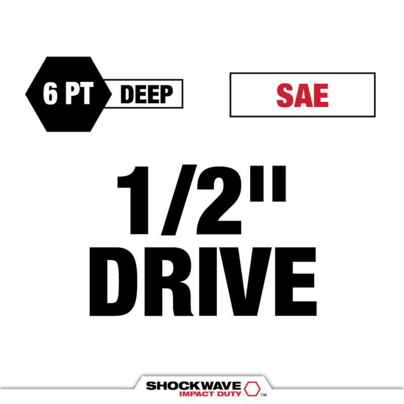 Milwaukee SHOCKWAVE 1-3/8 in. X 1/2 in. drive SAE 6 Point Deep Impact Socket 1 pc