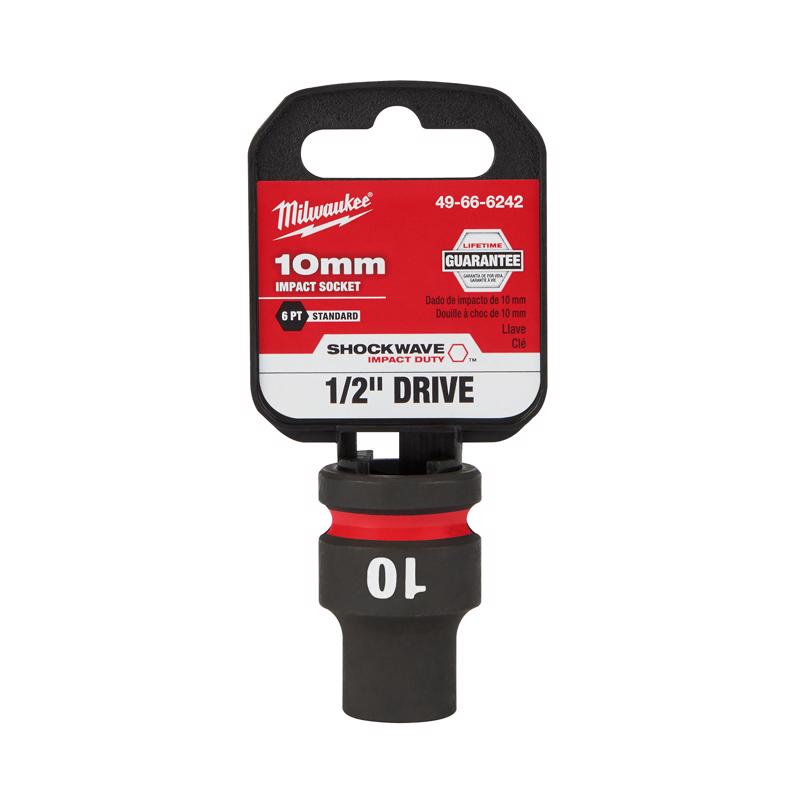 Milwaukee Shockwave 10 mm X 1/2 in. drive Metric/SAE 6 Point Standard Impact Socket 1 pc