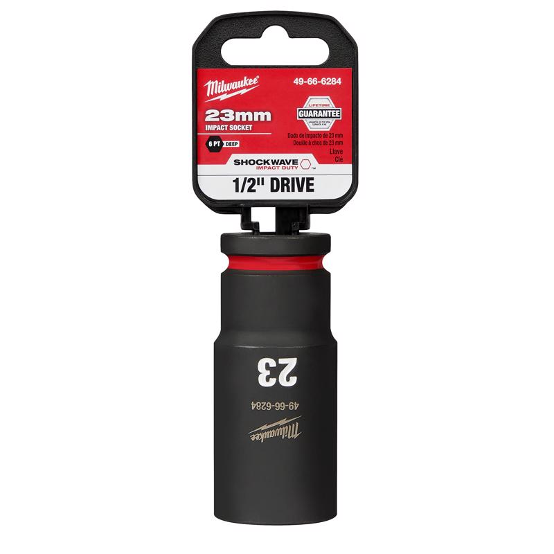Milwaukee Shockwave 23 mm X 1/2 in. drive Metric/SAE 6 Point Deep Impact Socket 1 pc