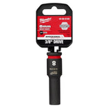 Milwaukee Shockwave 8 mm X 3/8 in. drive Metric 6 Point Deep Impact Socket 1 pc