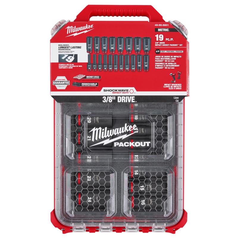 Milwaukee Shockwave 3/8 in. drive SAE 6 Point Impact Socket Set 17 pc