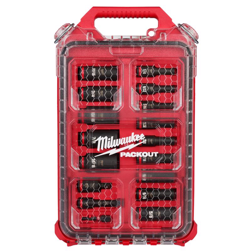 Milwaukee Shockwave 3/8 in. drive SAE 6 Point Impact Socket Set 17 pc