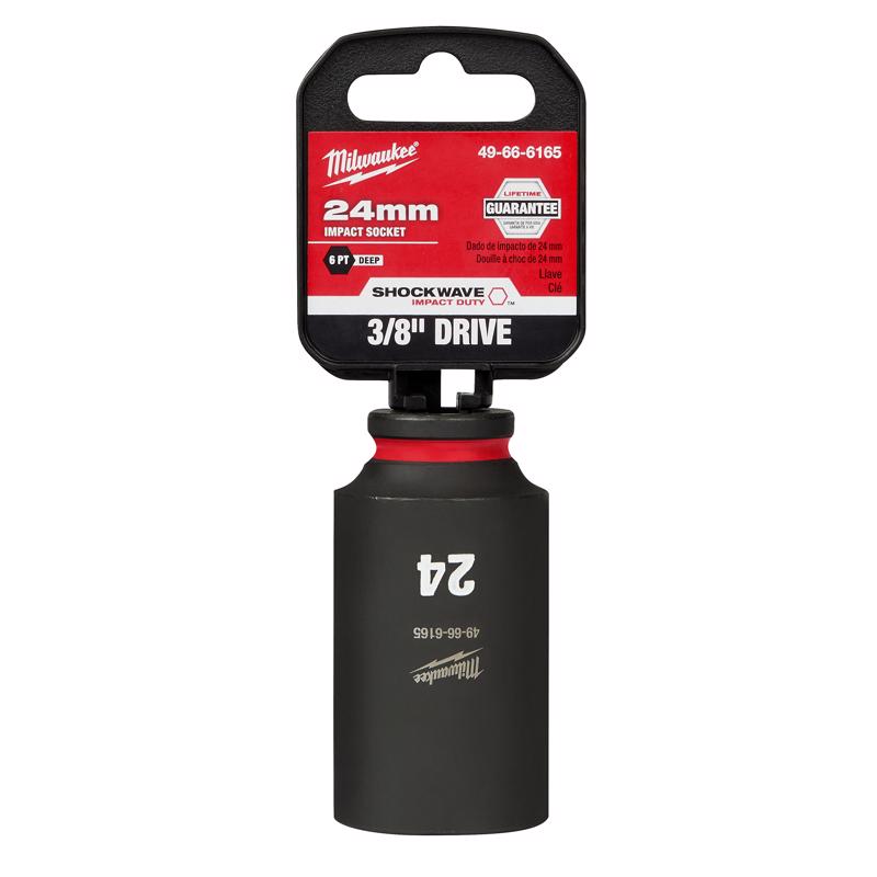 Milwaukee Shockwave 24 mm X 3/8 in. drive Metric 6 Point Deep Impact Socket 1 pc