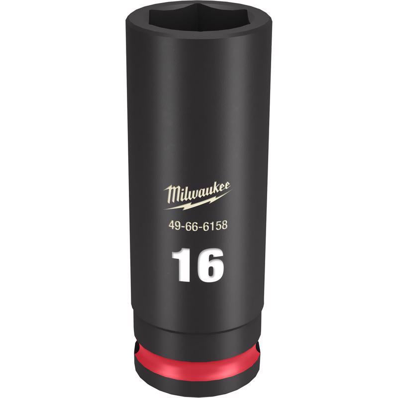 Milwaukee SHOCKWAVE 16 mm X 3/8 in. drive Metric 6 Point Deep Impact Socket 1 pc