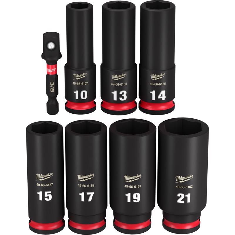 Milwaukee 3/8 in. drive Metric 6 Point Socket Set 8 pc