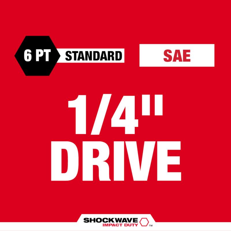 Milwaukee Shockwave 1/4 in. drive SAE 6 Point Deep Socket Set 10 pc