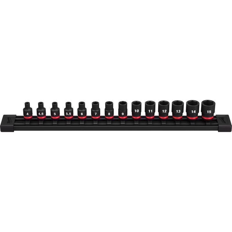 Milwaukee Shockwave 1/4 in. drive Metric 6 Point Standard Socket Set 14 pc