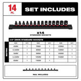 Milwaukee Shockwave 1/4 in. drive Metric 6 Point Standard Socket Set 14 pc