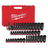 Milwaukee Shockwave 3/8 in. drive Metric/SAE 6 Point Standard/Deep Impact Socket Set 43 pc