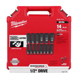Milwaukee Shockwave 1/2 in. drive Metric 6 Point Deep Socket Set 14 pc