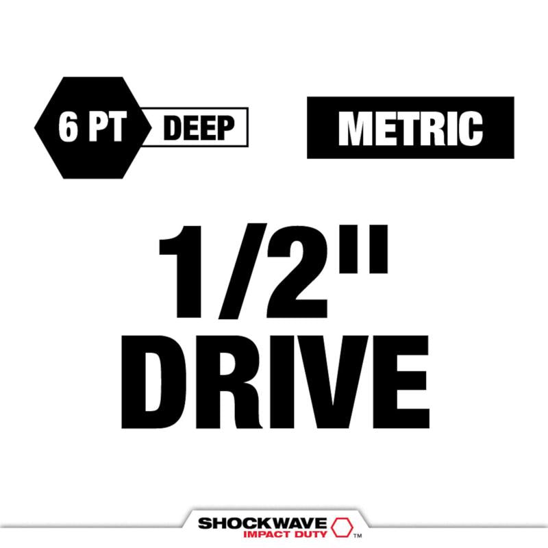 Milwaukee Shockwave 1/2 in. drive Metric 6 Point Deep Socket Set 29 pc