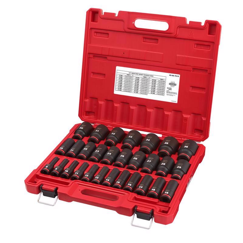 Milwaukee Shockwave 1/2 in. drive Metric 6 Point Deep Socket Set 29 pc