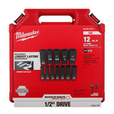 Milwaukee Shockwave 1/2 in. drive SAE 6 Point Deep Socket Set 12 pc