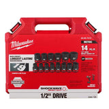 Milwaukee Shockwave 1/2 in. drive Metric 6 Point Standard Shallow Socket Set 14 pc