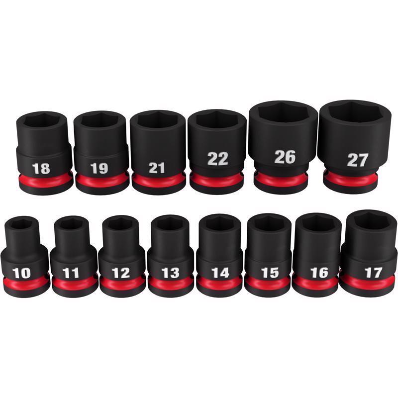 Milwaukee Shockwave 1/2 in. drive Metric 6 Point Standard Shallow Socket Set 14 pc