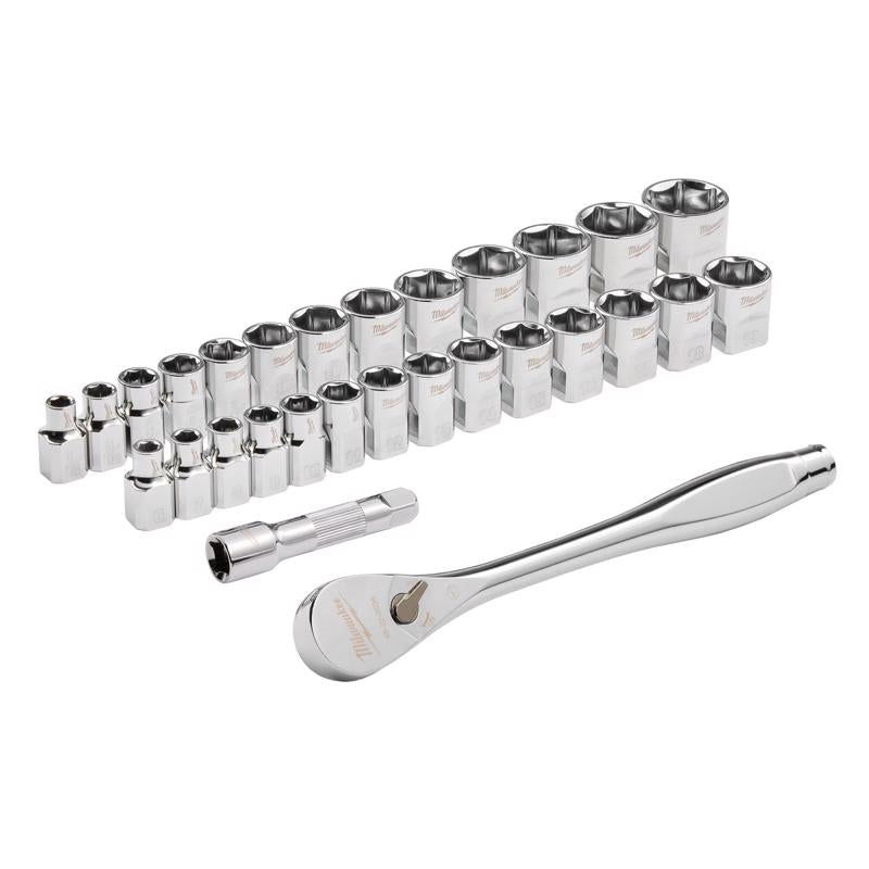 Milwaukee 3/8 in. drive Metric and SAE Ratchet and Socket Set 90 teeth