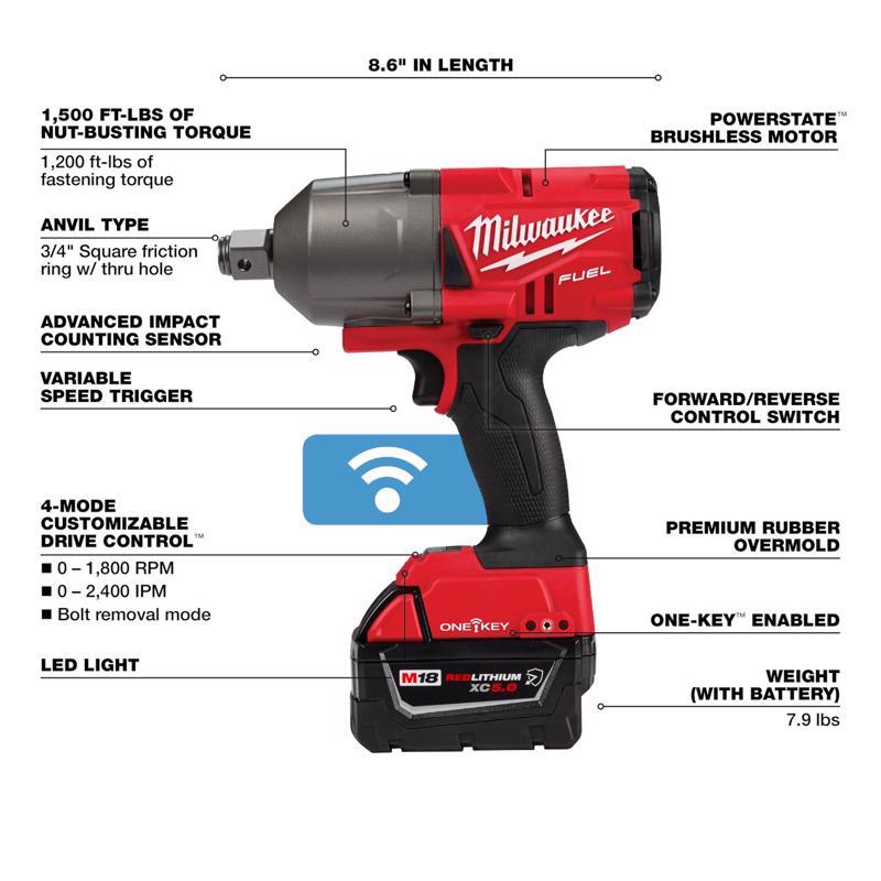 Milwaukee M18 FUEL 3/4 in. Cordless Brushless High Torque Impact Wrench Kit (Battery & Charger)