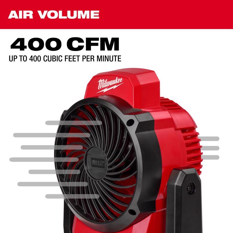 Milwaukee M12 13 in. H X 6 in. D 3 speed Cordless Jobsite Fan