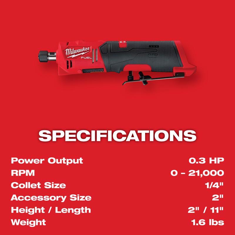 Milwaukee M12 FUEL Brushless Cordless 1/4 in. Straight Die Grinder Tool Only