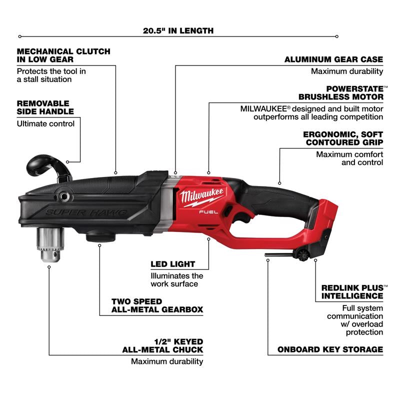 Milwaukee M18 FUEL 1/2 in. Brushless Cordless Right Angle Drill Tool Only