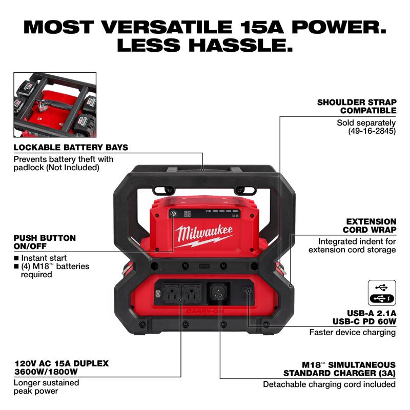 Milwaukee M18 CARRY-ON Lithium-Ion Power Supply 1 pc