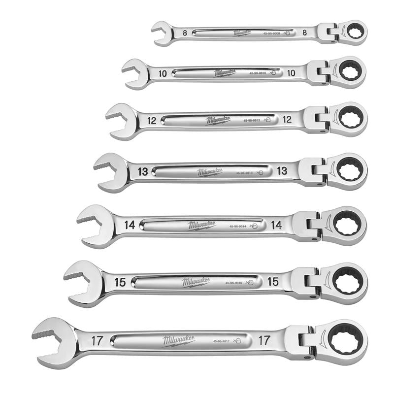 Milwaukee Metric Ratcheting Flex Head Combination Wrench Set 7 pc