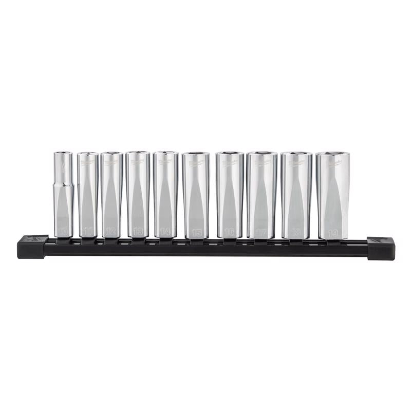 Milwaukee 3/8 in. drive Metric 6 Point Deep Well Socket Set 10 pc