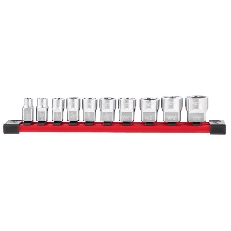 Milwaukee 3/8 in. drive SAE 6 Point Low Profile Socket Set 10 pc