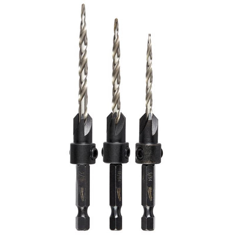 Milwaukee 0.3 in. L High Speed Steel Drill and Countersink Set Quick-Change Hex Shank 3 pc