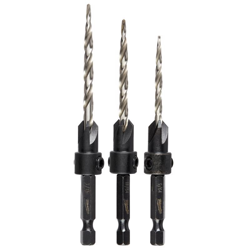 Milwaukee 0.3 in. L High Speed Steel Drill and Countersink Set Quick-Change Hex Shank 3 pc