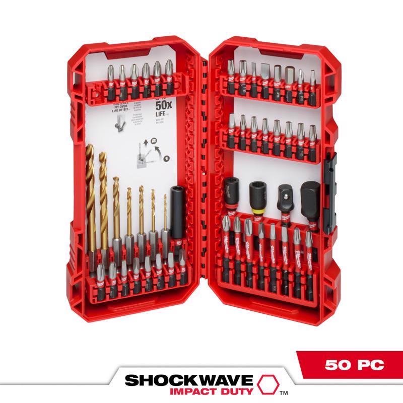 Milwaukee Shockwave Assorted Drill and Driver Bit Set Alloy Steel 50 pc