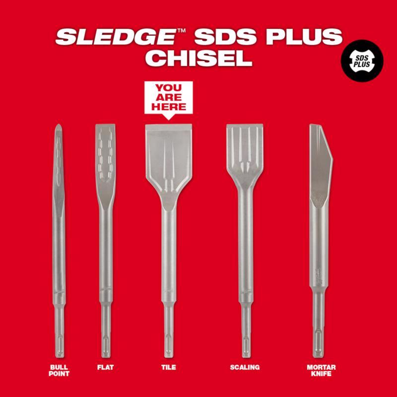 Milwaukee Sledge 1-7/8 in. X 9-1/2 in. L Forged Steel Tile Chisel Bit SDS-Plus Shank 1 pk