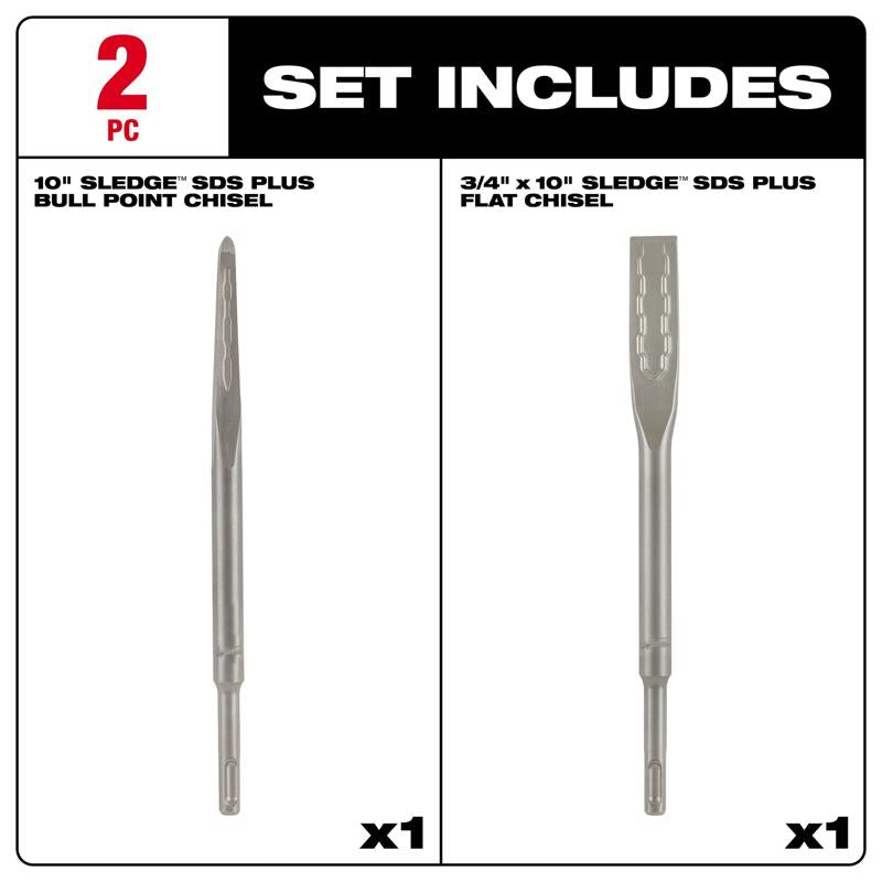 Milwaukee Sledge 10 in. L Forged Steel Chisel Bit SDS-Plus Shank 2 pc