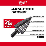 Milwaukee 7/8 - 1-3/8 in. Black Oxide Step Drill Bit 1 pk