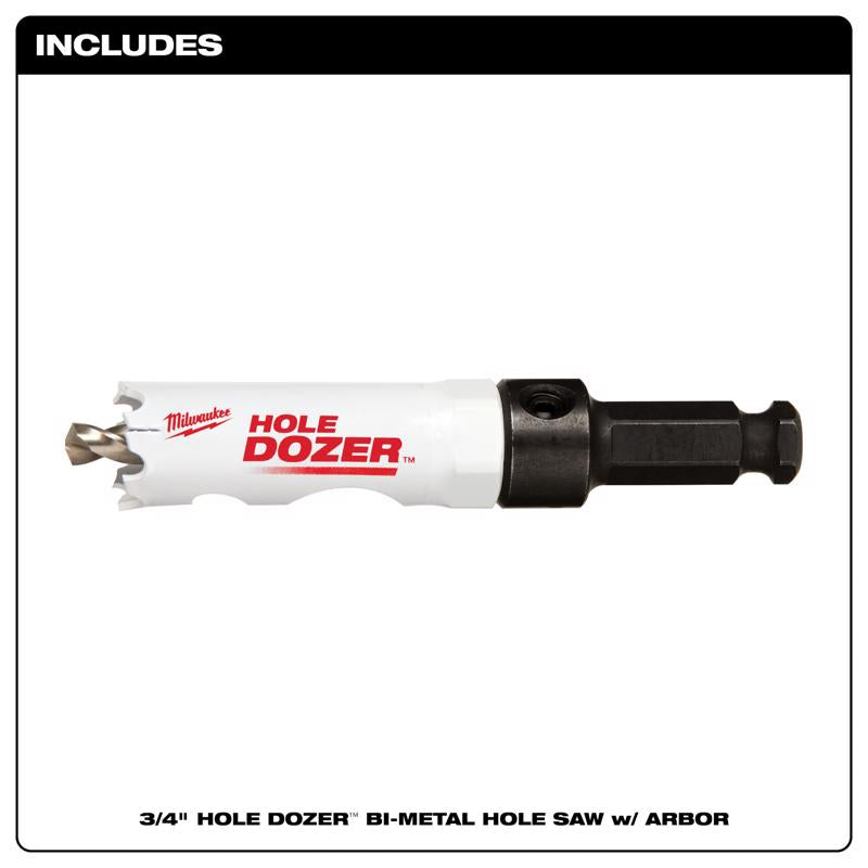 Milwaukee Hole Dozer 3/4 in. Bi-Metal Hole Saw with Arbor and Pilot Bit 1 pk