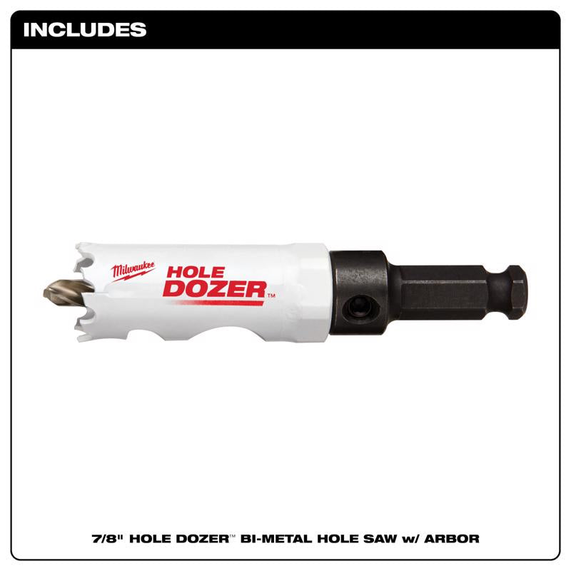 Milwaukee Hole Dozer 7/8 in. Bi-Metal Hole Saw with Arbor and Pilot Bit 1 pk