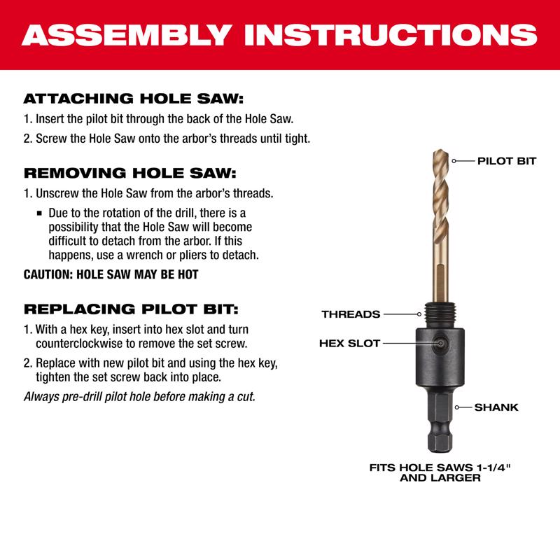 Milwaukee Hole Dozer 7/8 in. Bi-Metal Hole Saw with Arbor and Pilot Bit 1 pk