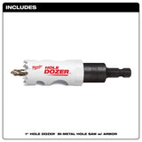 Milwaukee Hole Dozer 1 in. Bi-Metal Hole Saw with Arbor and Pilot Bit 1 pk
