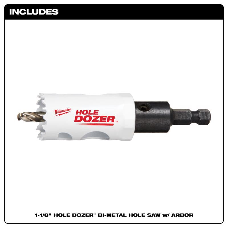 Milwaukee Hole Dozer 1-1/8 in. Bi-Metal Hole Saw with Arbor and Pilot Bit 1 pk