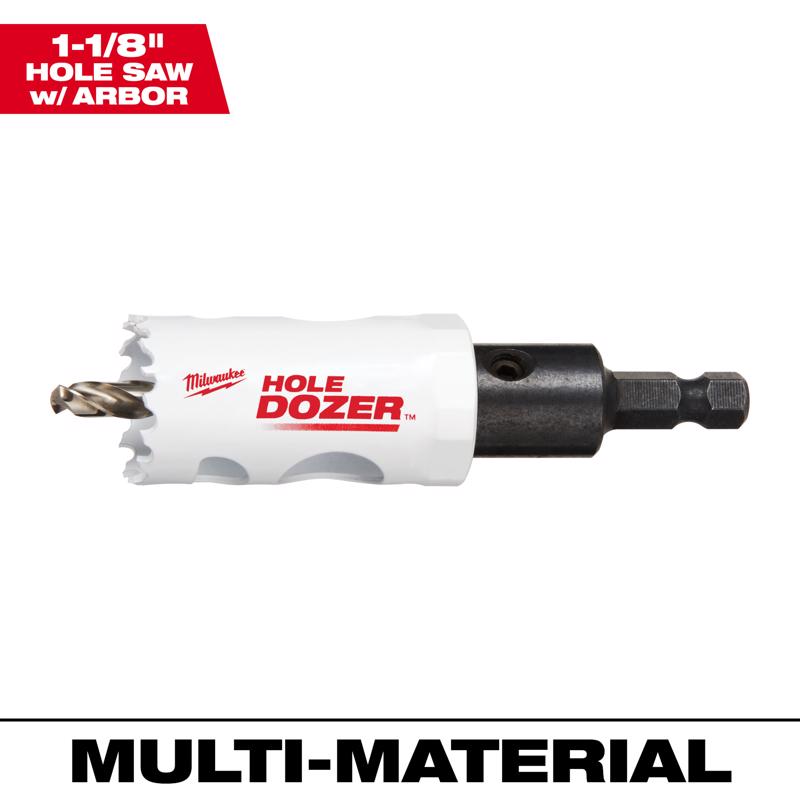 Milwaukee Hole Dozer 1-1/8 in. Bi-Metal Hole Saw with Arbor and Pilot Bit 1 pk