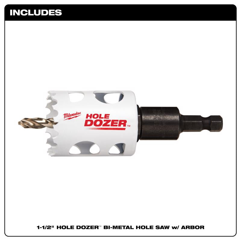 Milwaukee Hole Dozer 1-1/2 in. Bi-Metal Hole Saw with Arbor and Pilot Bit 1 pk