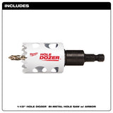 Milwaukee Hole Dozer 1-1/2 in. Bi-Metal Hole Saw with Arbor and Pilot Bit 1 pk