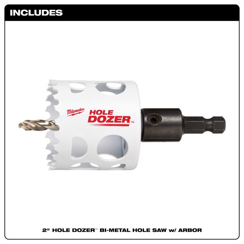 Milwaukee Hole Dozer 2 in. Bi-Metal Hole Saw with Arbor and Pilot Bit 1 pk