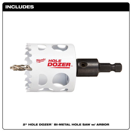 Milwaukee Hole Dozer 2 in. Bi-Metal Hole Saw with Arbor and Pilot Bit 1 pk