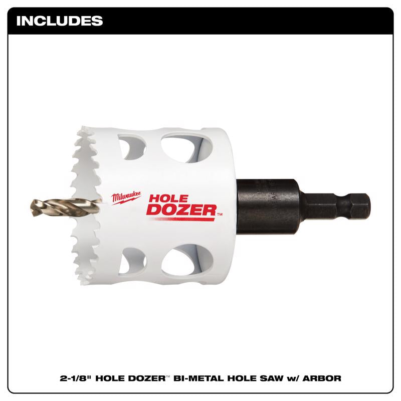 Milwaukee Hole Dozer 2-1/8 in. Bi-Metal Hole Saw with Arbor and Pilot Bit 1 pk