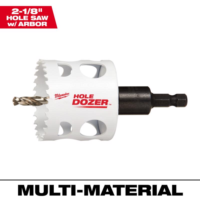 Milwaukee Hole Dozer 2-1/8 in. Bi-Metal Hole Saw with Arbor and Pilot Bit 1 pk