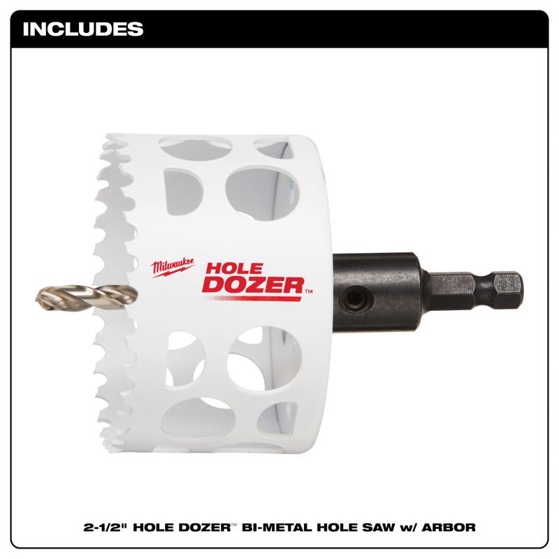 Milwaukee Hole Dozer 2-1/2 in. Bi-Metal Hole Saw with Arbor and Pilot Bit 1 pk