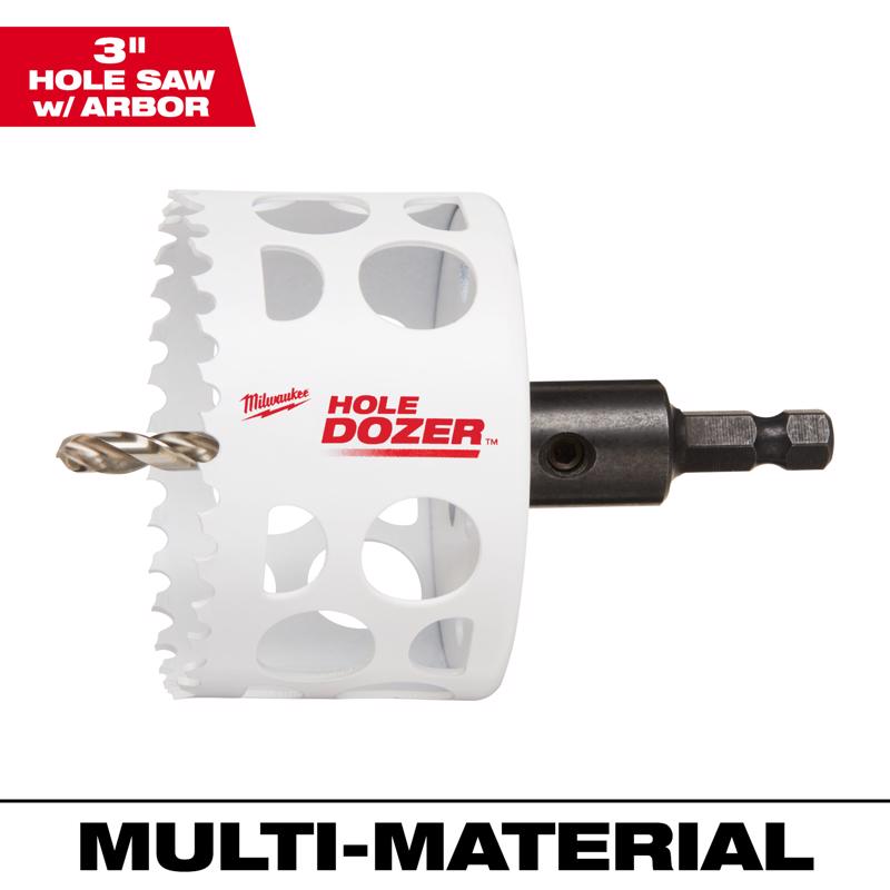 Milwaukee Hole Dozer 3 in. Bi-Metal Hole Saw with Arbor and Pilot Bit 1 pk